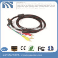 HDMI to 3RCA Cable Nylon braid with two ferrites Audio Vedio AV cable